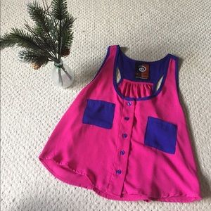 Edin Hot Pink and Purple Tank Crop Top